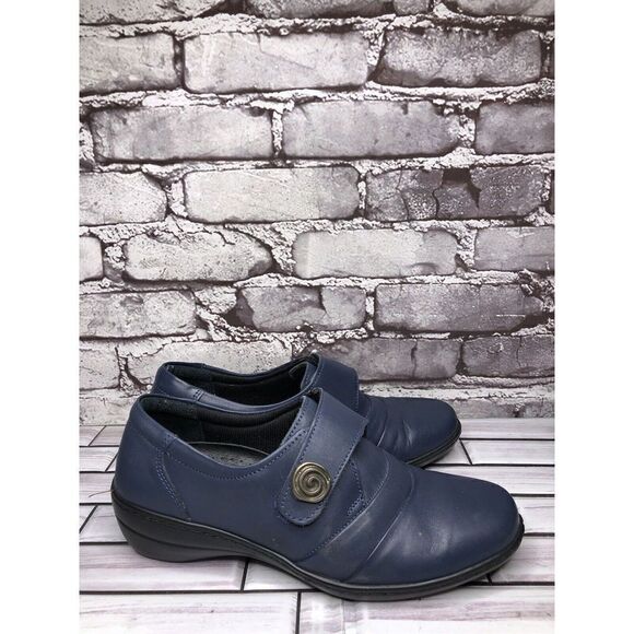 Spring Step Blue Leather Floral Casual Clogs Strap Shoes Women Sz 39EU/8.5M US - Picture 4 of 15